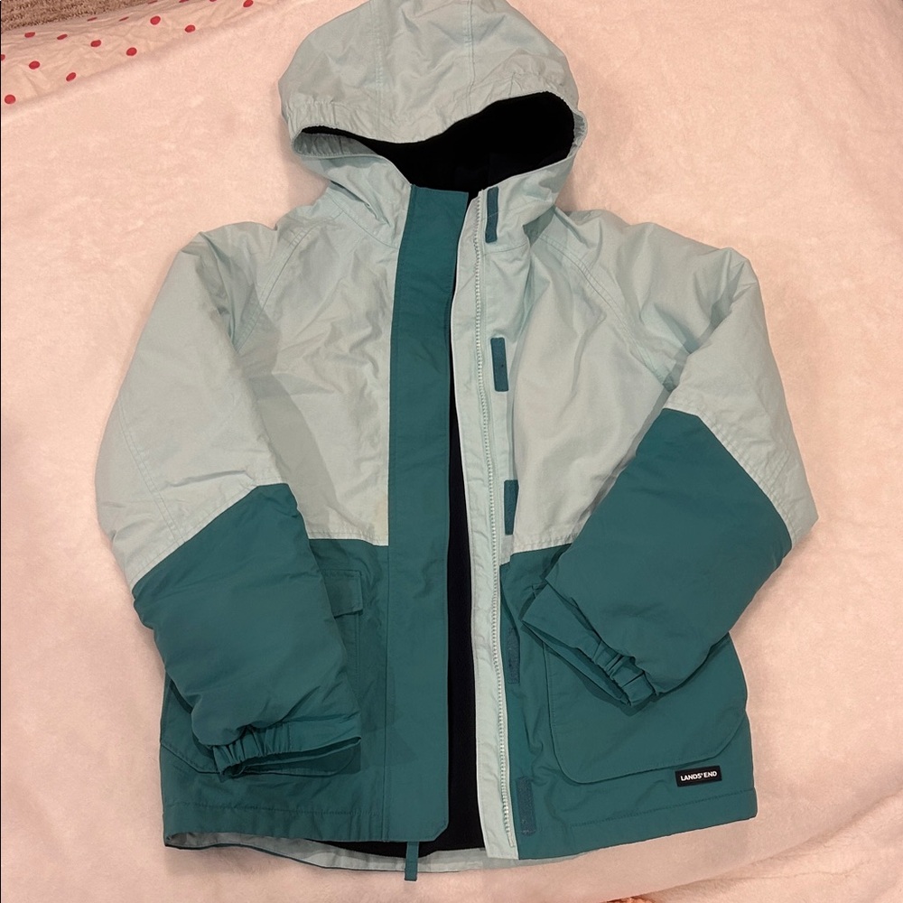 Lands' End Kids Teal and Light Blue Winter Coat